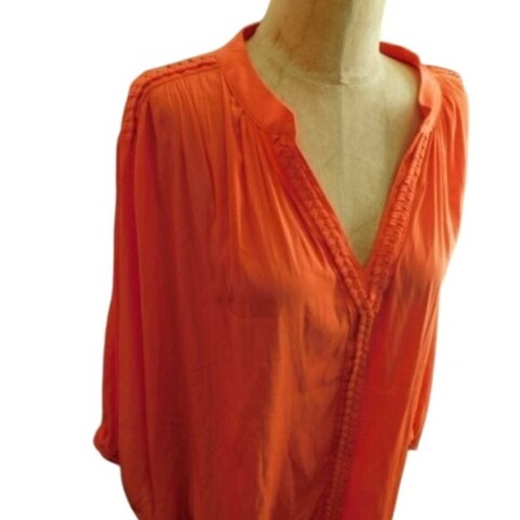 Chico's Size XL (3) Vneck Flowy Orange kimono Sleeve blouse Top - Picture 2 of 3